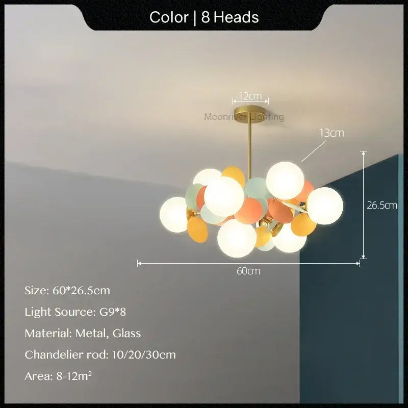 Modern pastel glass hanging ceiling lamp for kids room