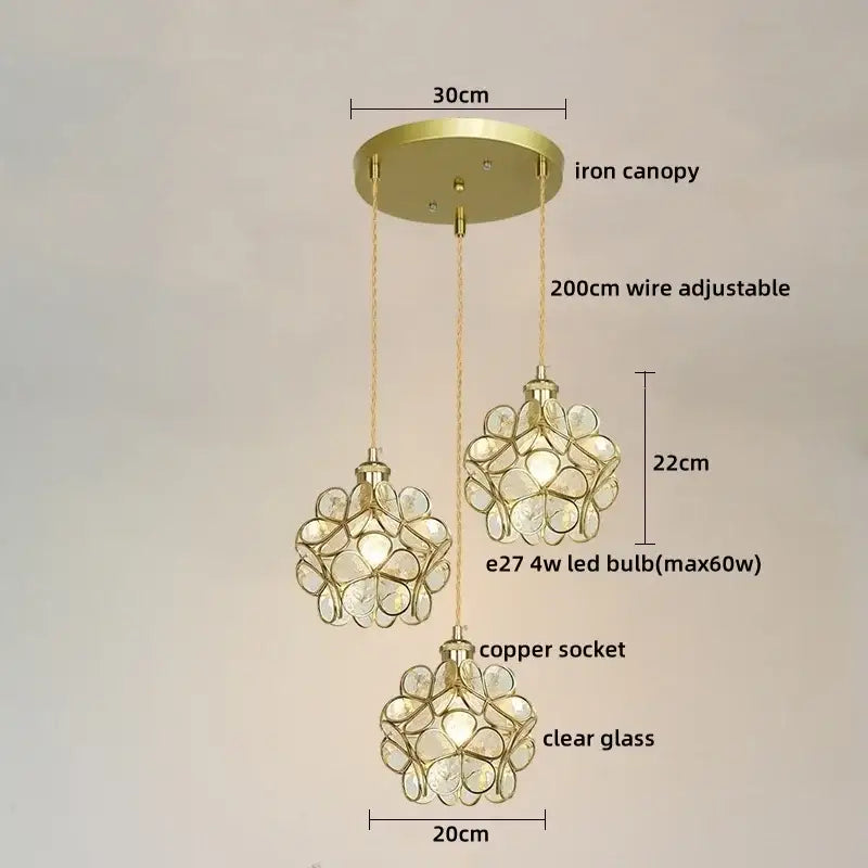 Modern pastel petal colorful glass led pendant lights dining room