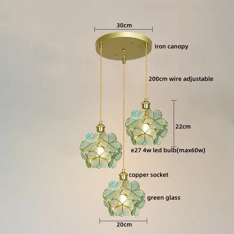 Modern pastel petal colorful glass led pendant lights dining room