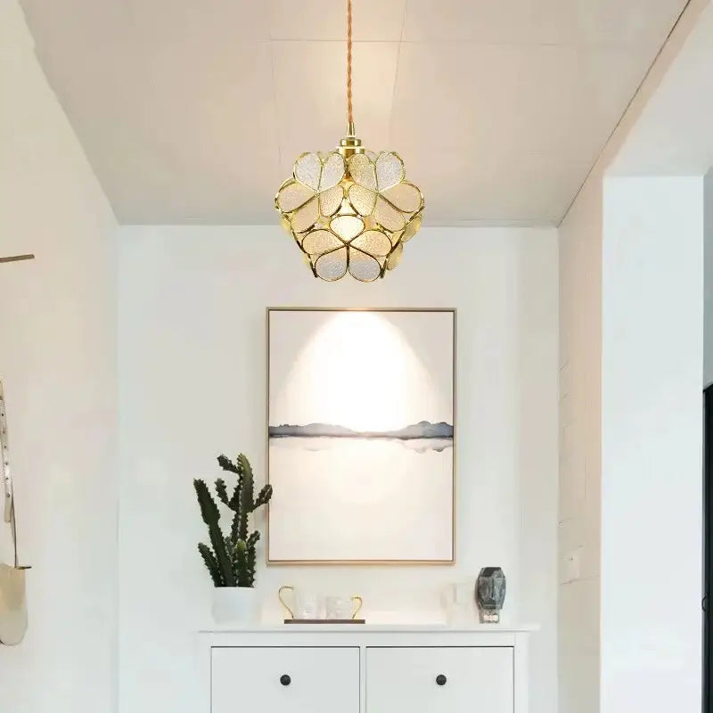 Modern pastel petal colorful glass led pendant lights dining room