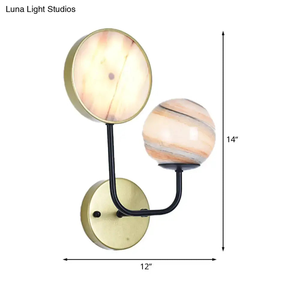 Modern peach & cream glass sconce light bedroom fixture