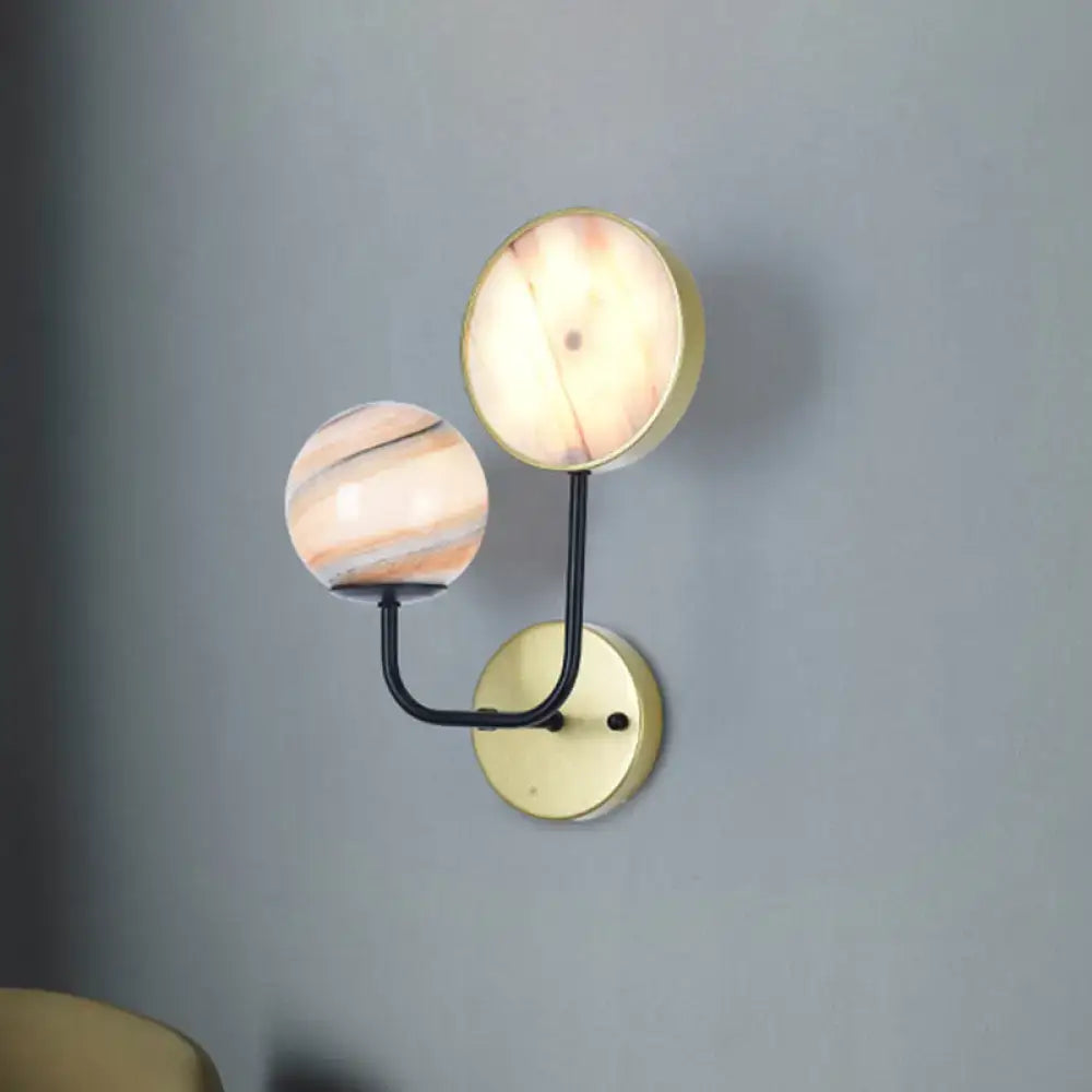 Modern peach & cream glass sconce light bedroom fixture