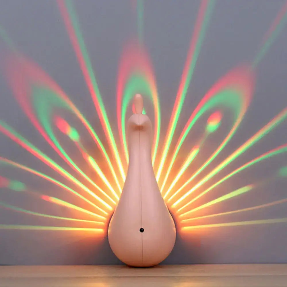 Modern peach peacock wall sconce bedroom rainbow projection light