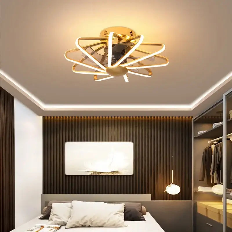 Modern petal black & white bladeless ceiling fan bedroom light