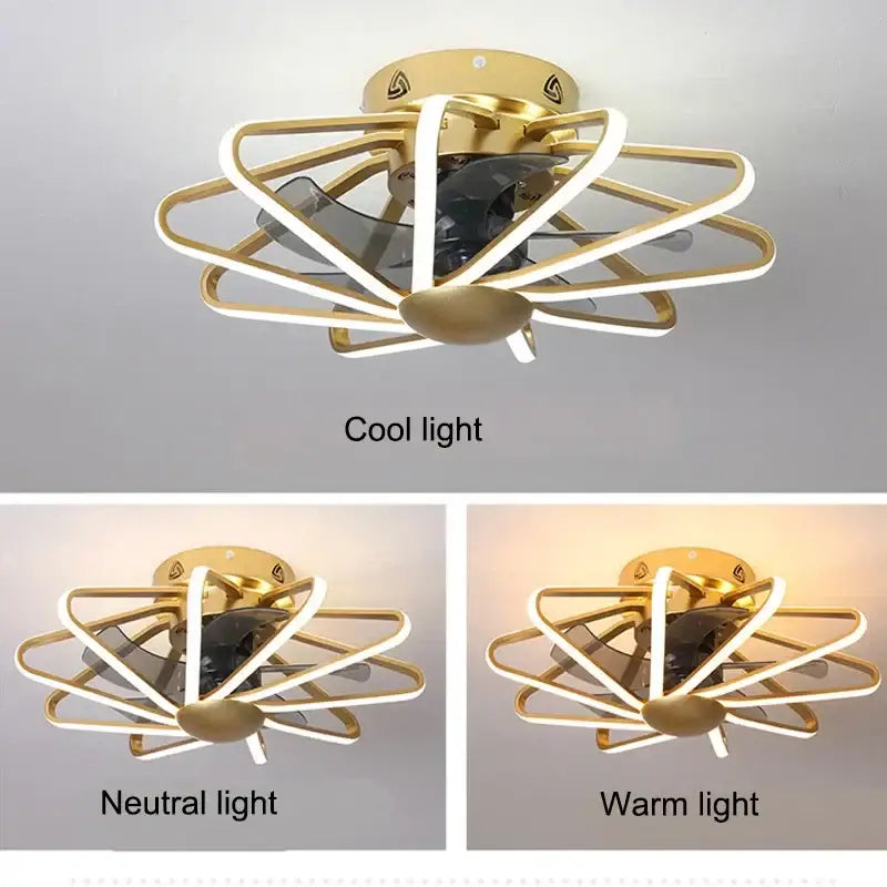 Modern petal black & white bladeless ceiling fan bedroom light