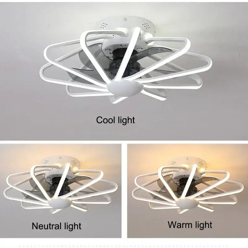 Modern petal black & white bladeless ceiling fan bedroom light