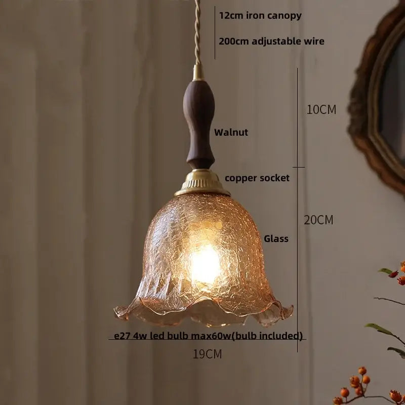 Modern petal clear glass led pendant lamp dining room brass hardware