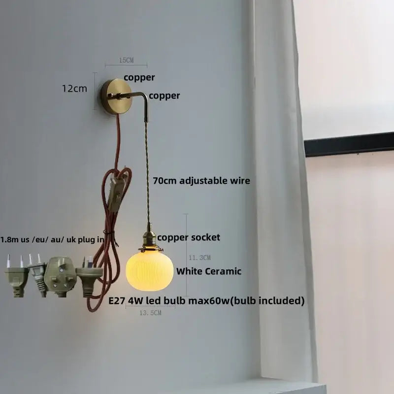 Modern petal clear glass led wall light bedroom brass sconce