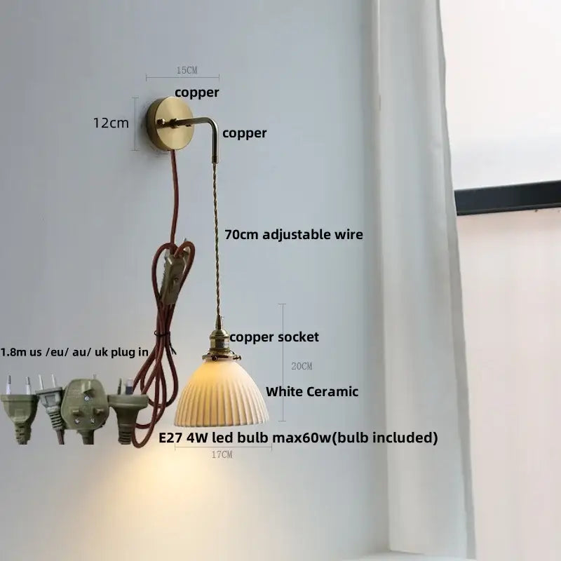 Modern petal clear glass led wall light bedroom brass sconce