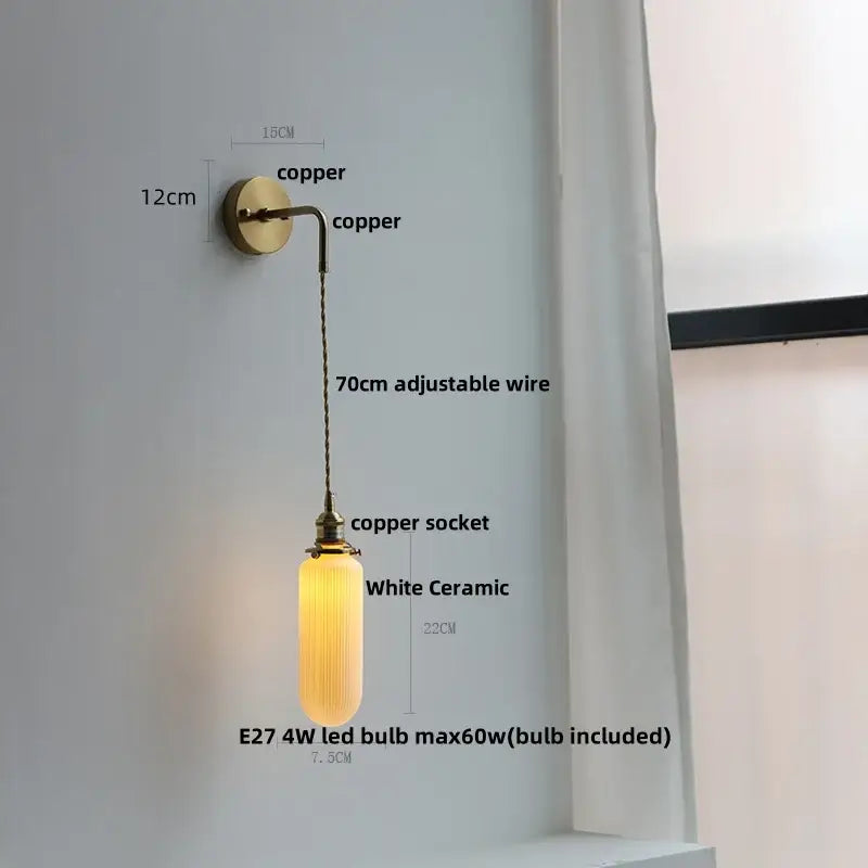 Modern petal clear glass led wall light bedroom brass sconce
