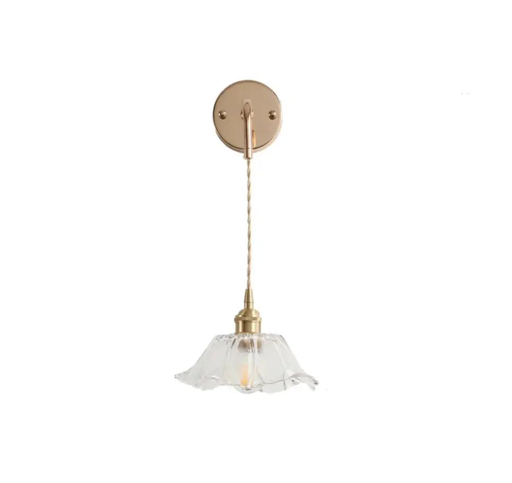 Modern petal clear glass led wall light bedroom brass sconce