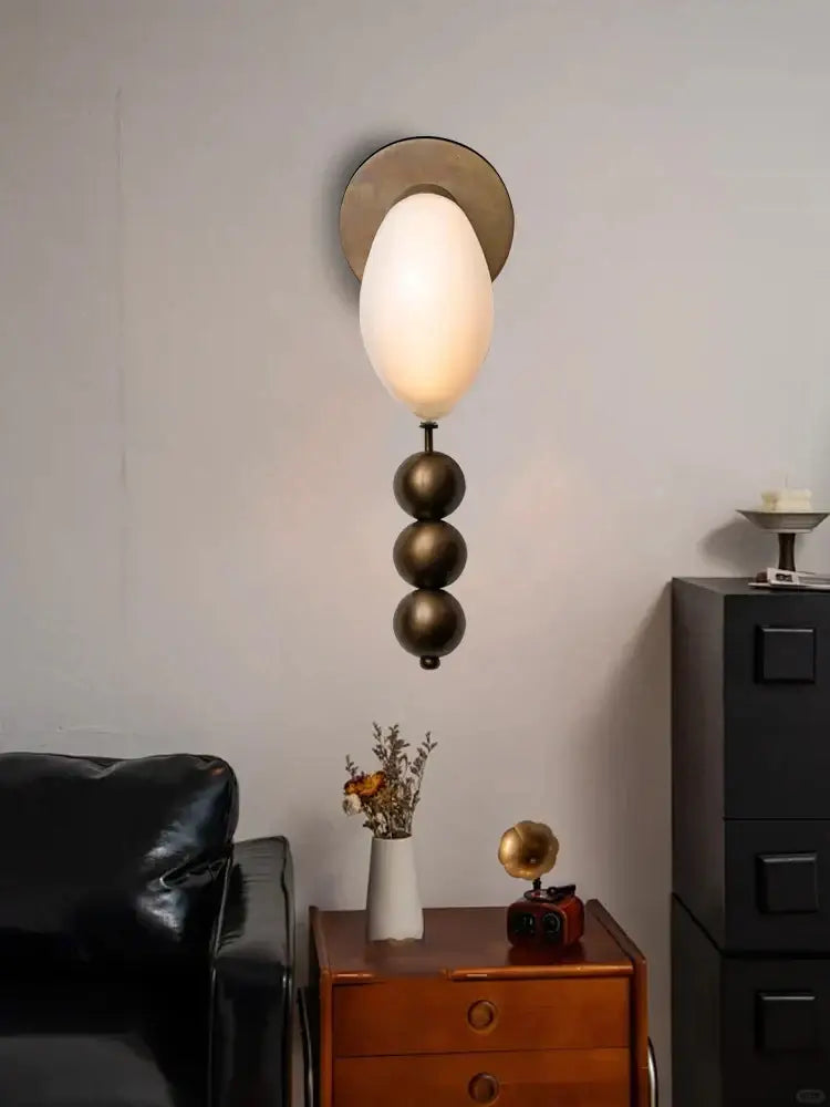Modern pink and brass curve glass wall lamp bedroom sconce