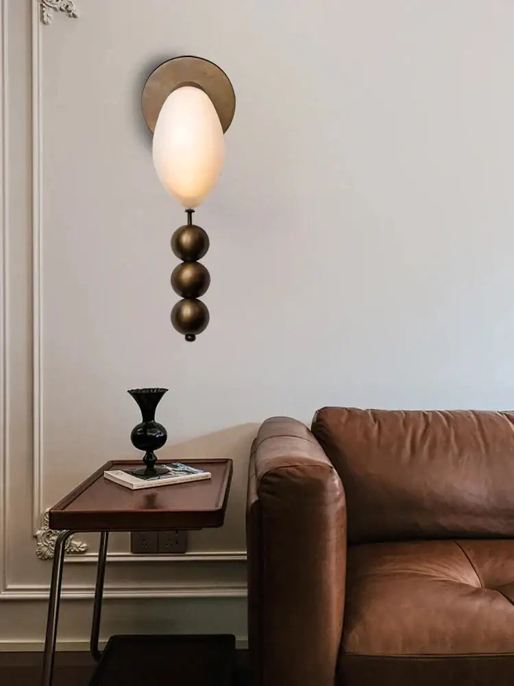 Modern pink and brass curve glass wall lamp bedroom sconce