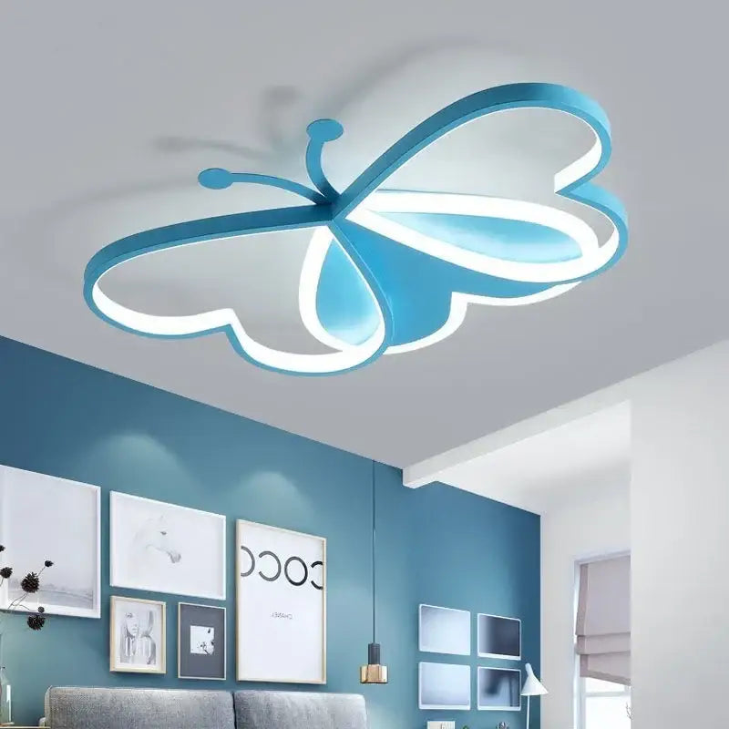 Modern pink decorbites butterfly led ceiling light for girls bedroom