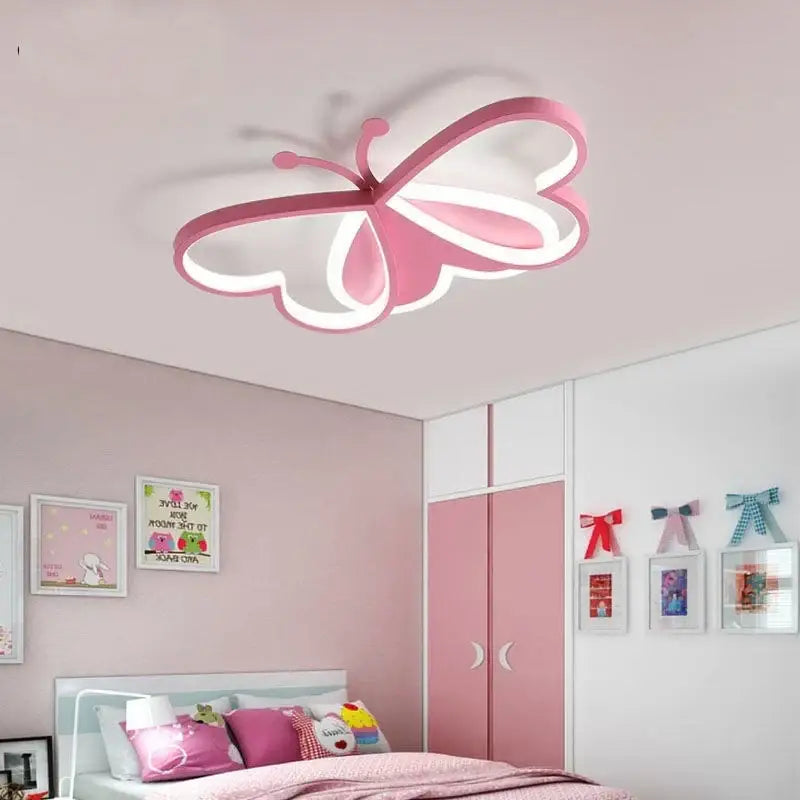 Modern pink decorbites butterfly led ceiling light for girls bedroom
