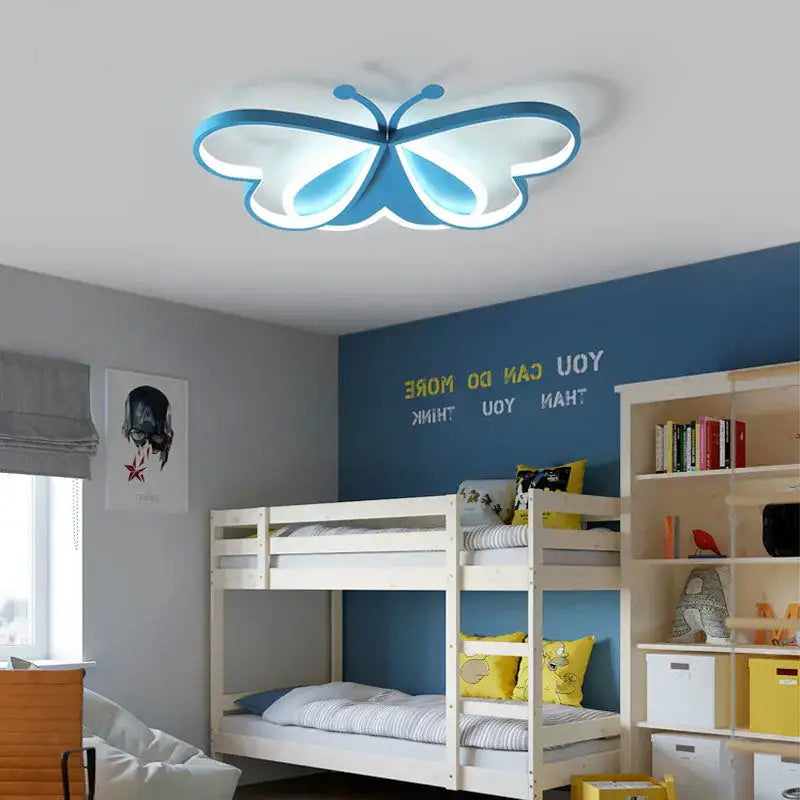Modern pink decorbites butterfly led ceiling light for girls bedroom