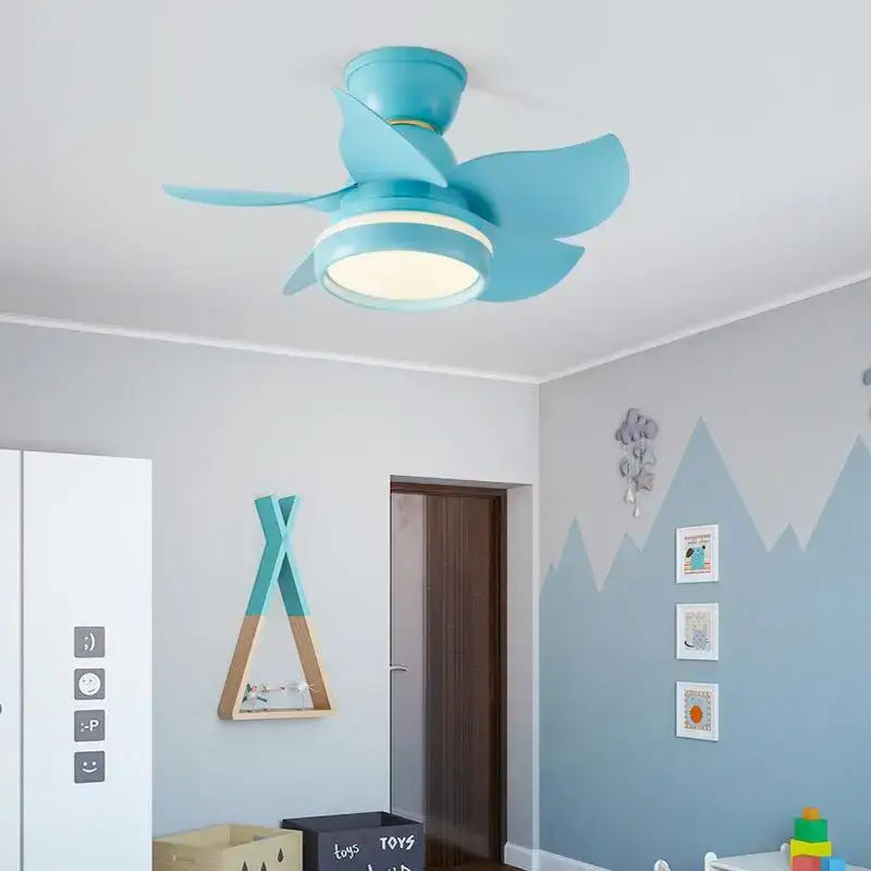 Modern pink & white kids ceiling fan with remote control bedroom