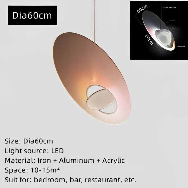 Modern pink & white oval glass pendant light dining room