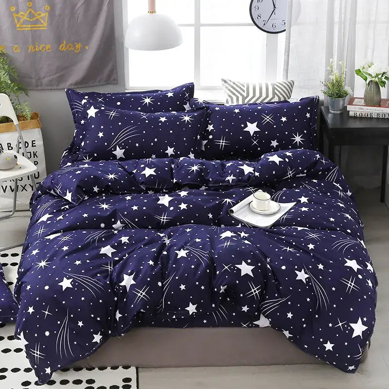 Modern plaid cartoon printed bedding sets bedroom quilt cover kit