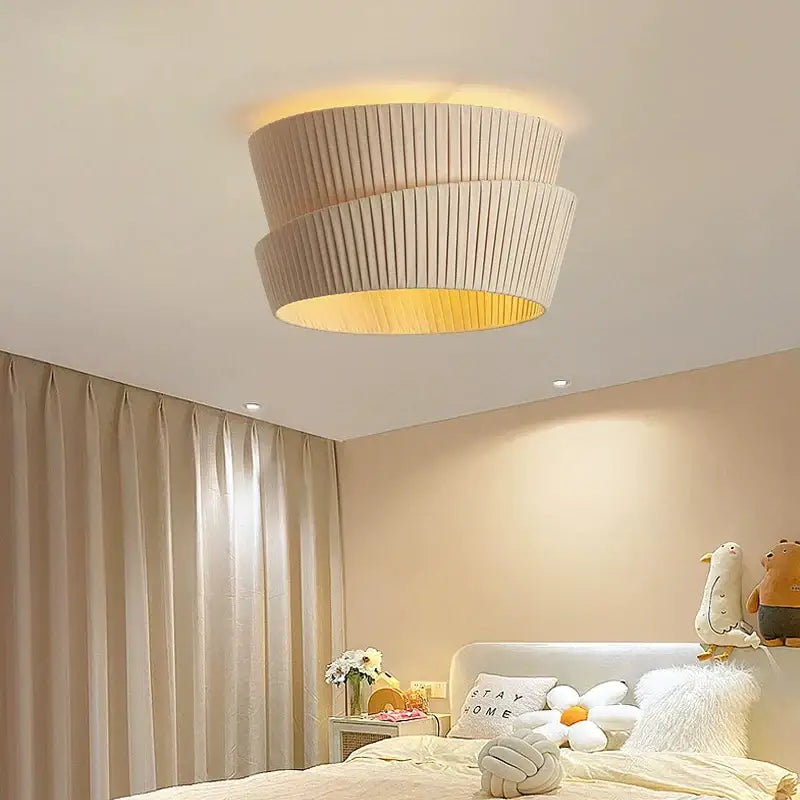Modern pleated cream led ceiling chandelier for living room