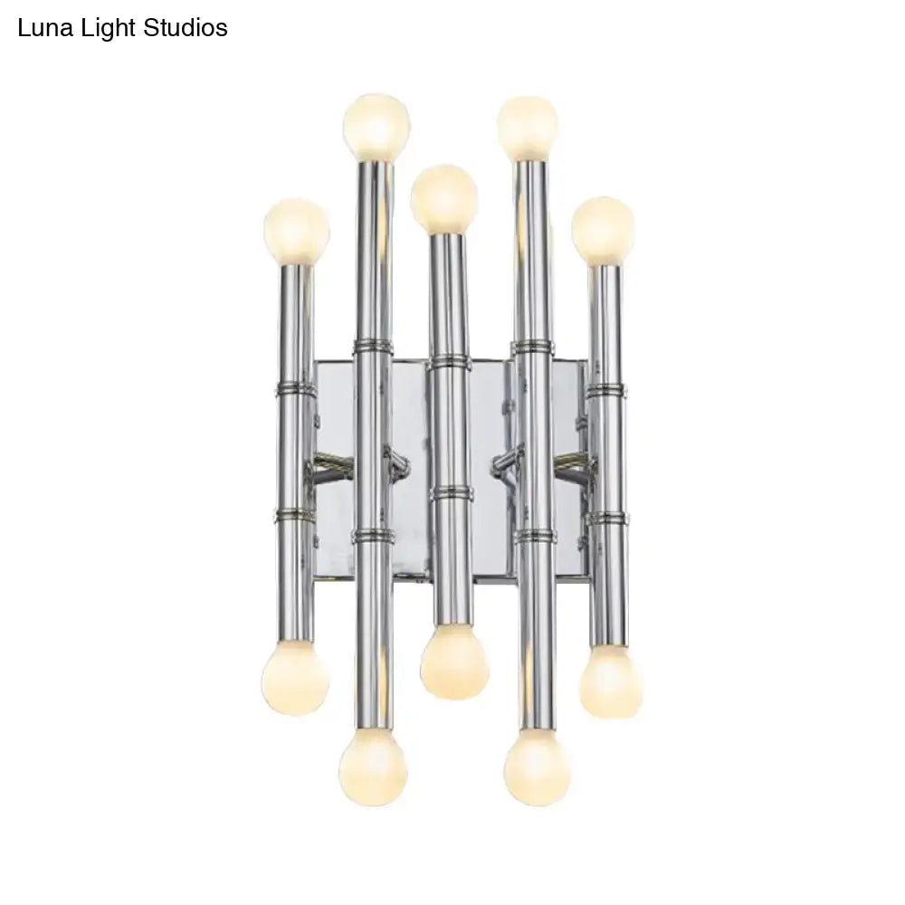 Modern polished gold metal tubes bamboo wall sconce hallway light