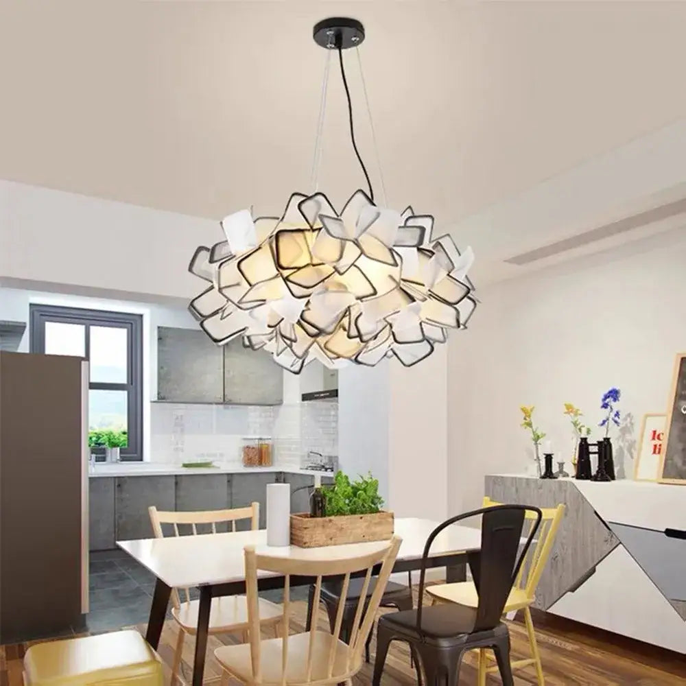 Modern purple & yellow petal led chandelier bedroom pendant light