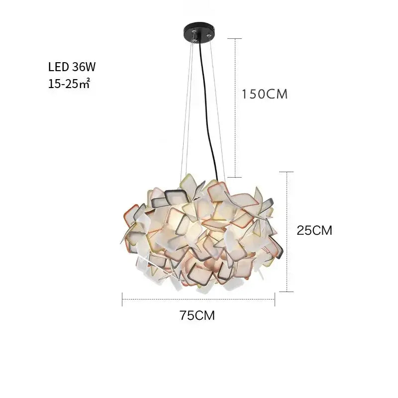 Modern purple & yellow petal led chandelier bedroom pendant light