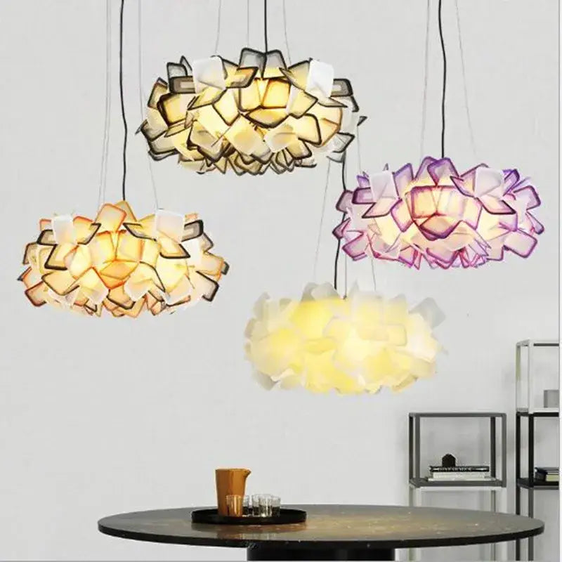 Modern purple & yellow petal led chandelier bedroom pendant light