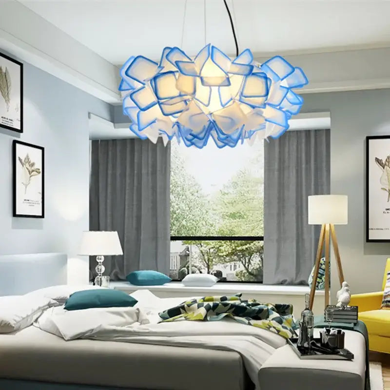 Modern purple & yellow petal led chandelier bedroom pendant light