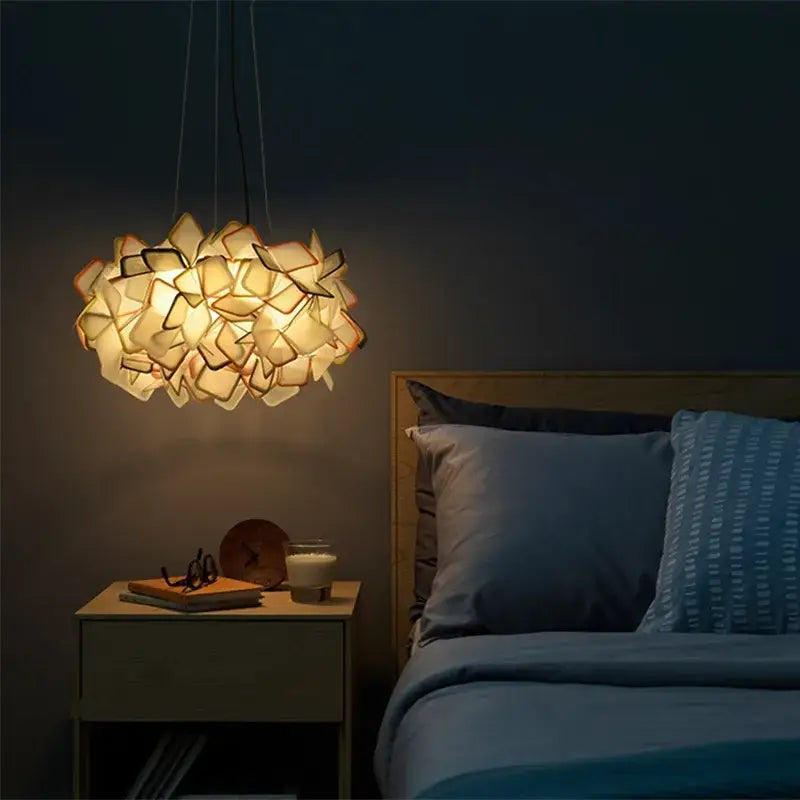 Modern purple & yellow petal led chandelier bedroom pendant light