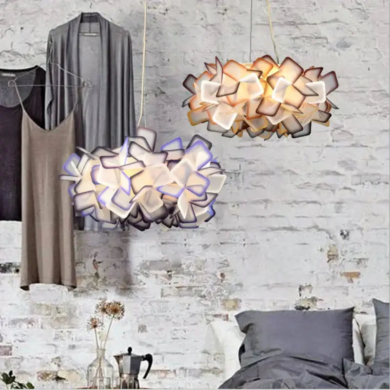 Modern purple & yellow petal led chandelier bedroom pendant light