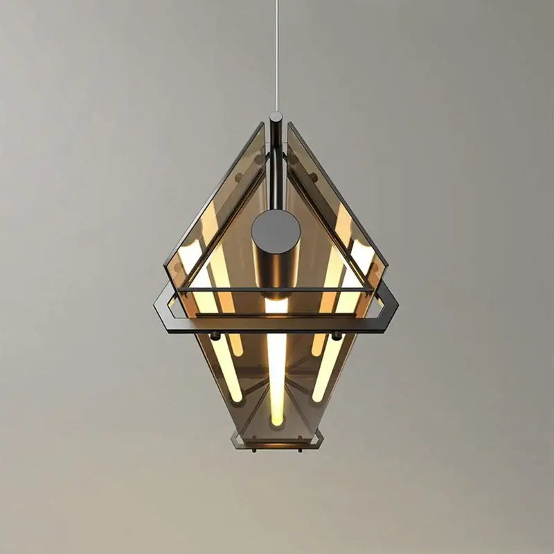 Modern rectangular amber led pendant lamp for dining room