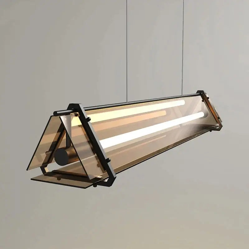Modern rectangular amber led pendant lamp for dining room