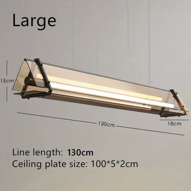 Modern rectangular amber led pendant lamp for dining room