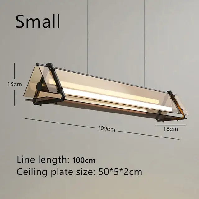 Modern rectangular amber led pendant lamp for dining room