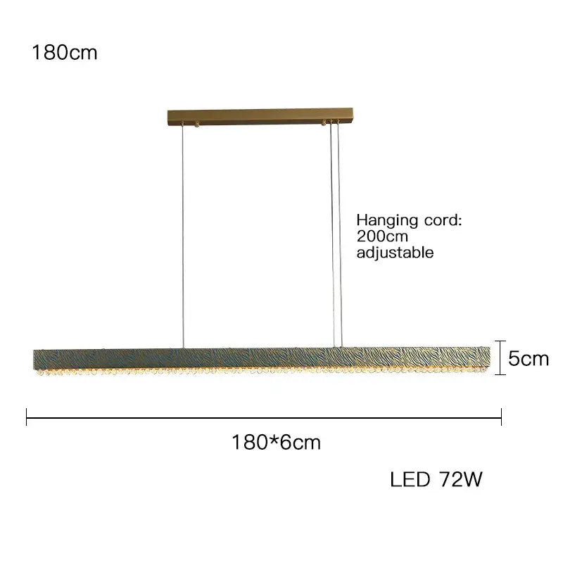 Modern rectangular blue copper crystal led chandelier dining room