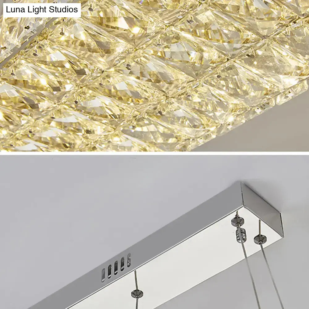 Modern rectangular k9 crystal ceiling pendant for dining room