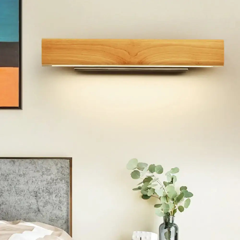 Modern rectangular wood led sconce bathroom vanity light fixture
