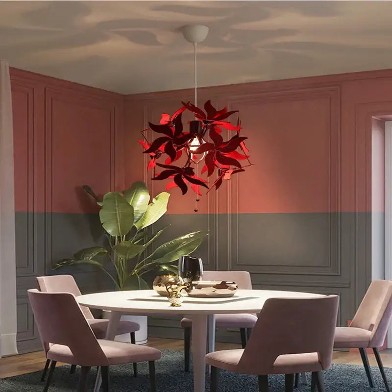 Modern red bauhinia flower chandelier for living room lighting