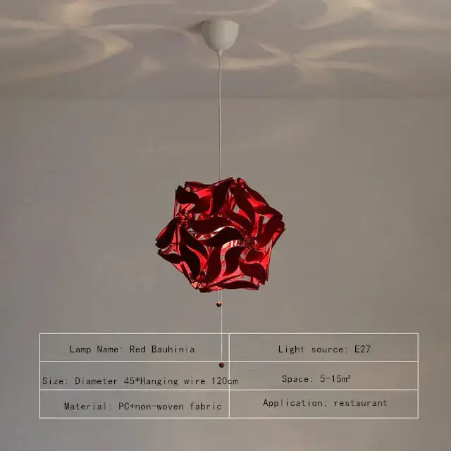 Modern red bauhinia flower chandelier for living room lighting