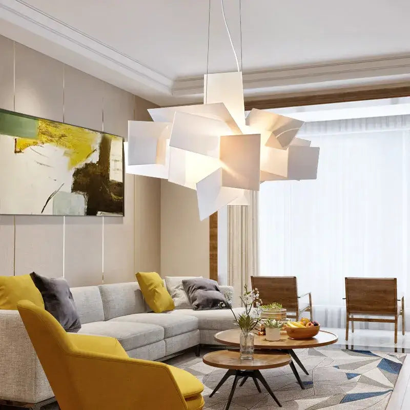 Modern red geometric acrylic leaf pendant lamps dining room light