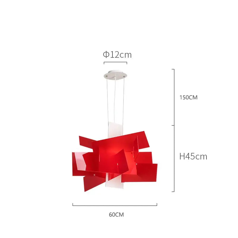 Modern red geometric acrylic leaf pendant lamps dining room light