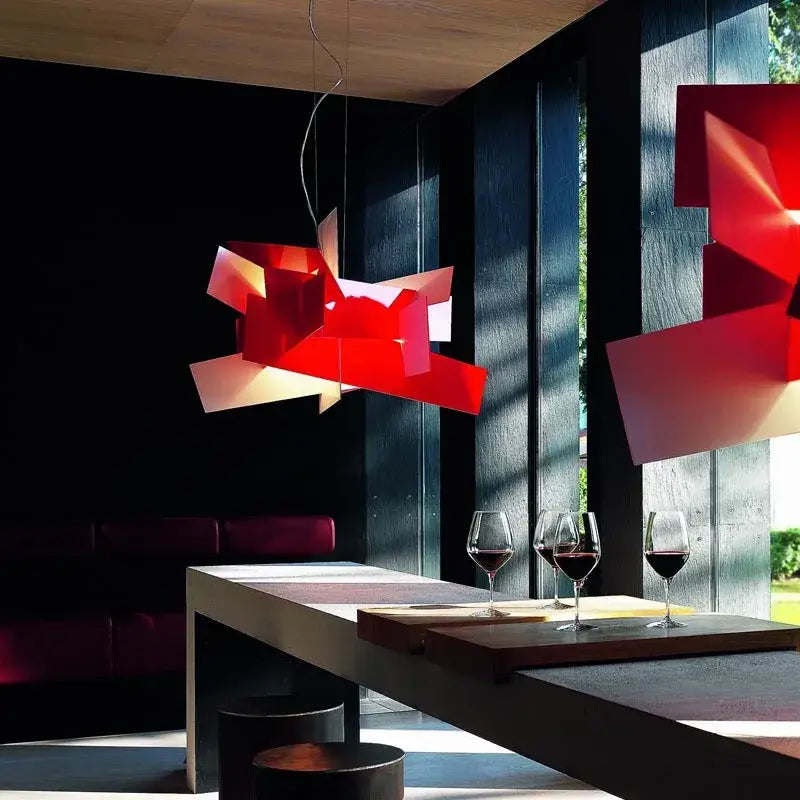 Modern red geometric acrylic leaf pendant lamps dining room light