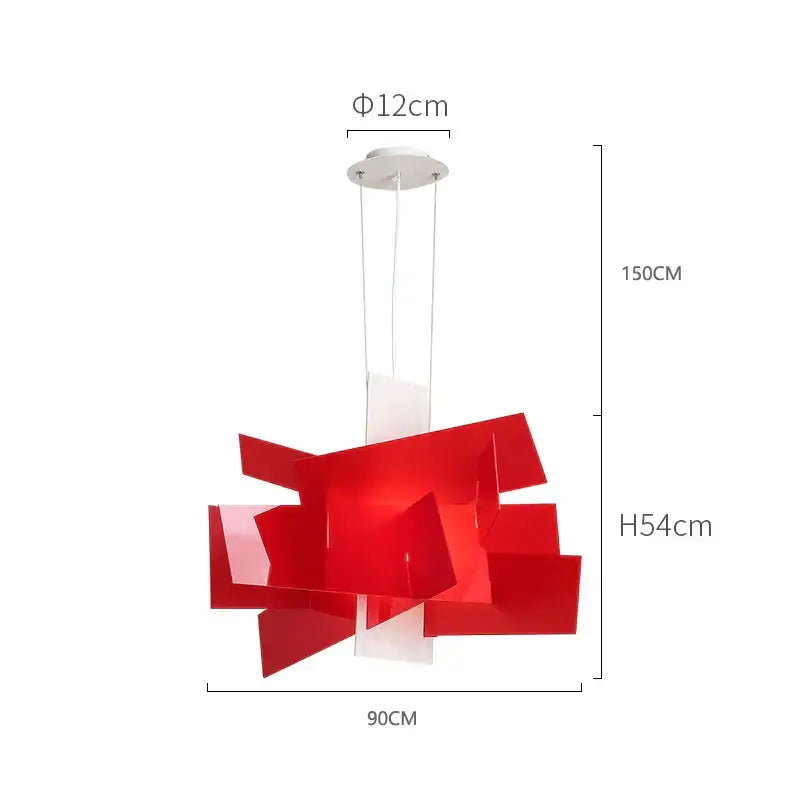 Modern red geometric acrylic leaf pendant lamps dining room light