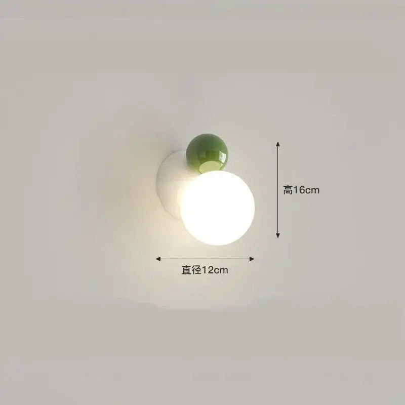 Modern red & green led wall light kids room spherical acrylic lamp