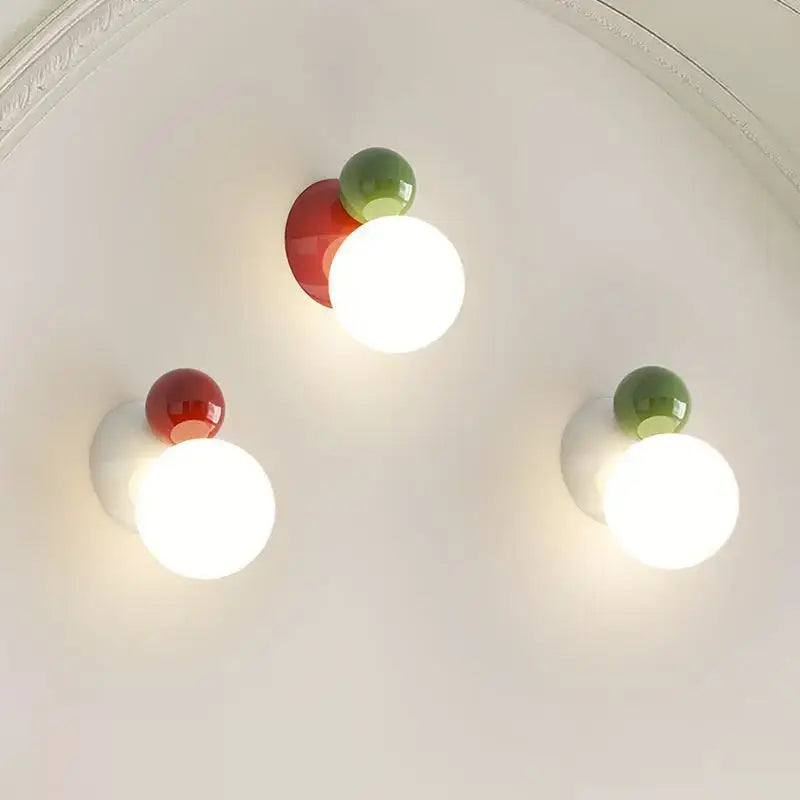 Modern red & green led wall light kids room spherical acrylic lamp