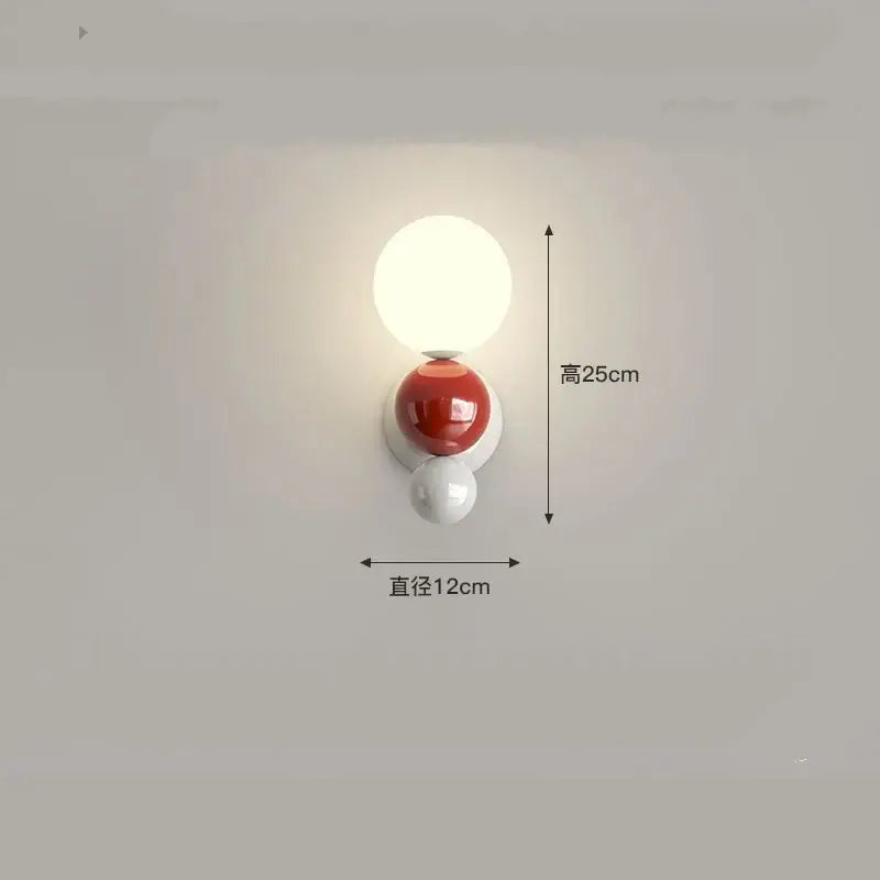 Modern red & green led wall light kids room spherical acrylic lamp