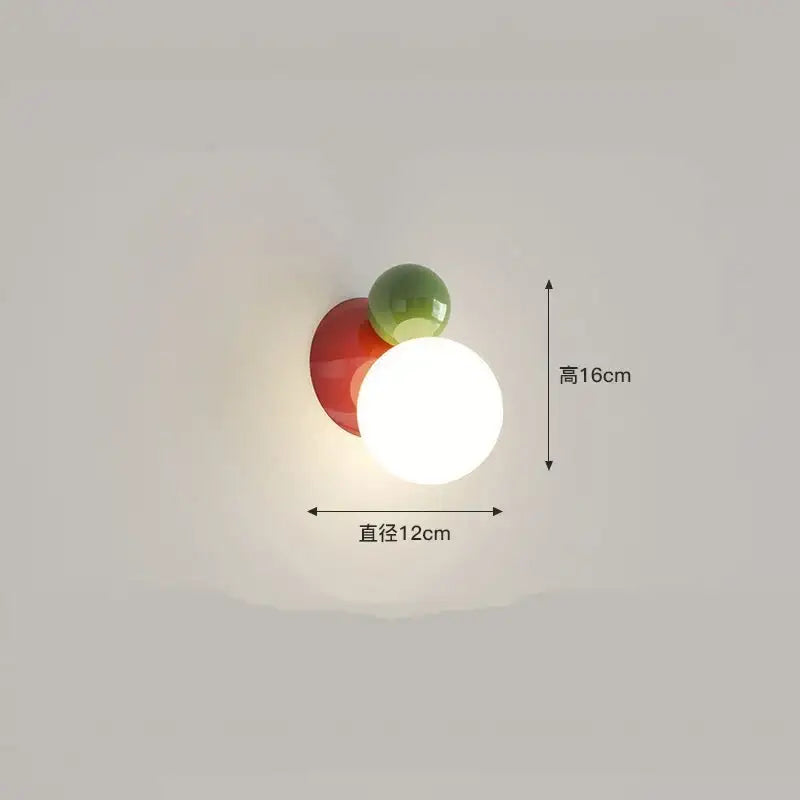 Modern red & green led wall light kids room spherical acrylic lamp