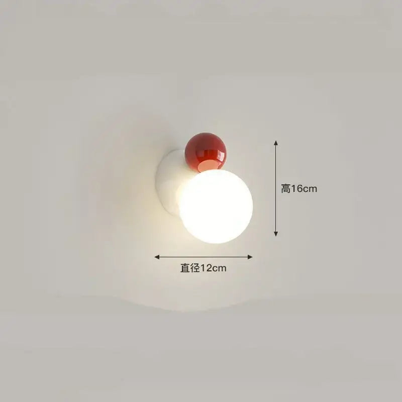 Modern red & green led wall light kids room spherical acrylic lamp