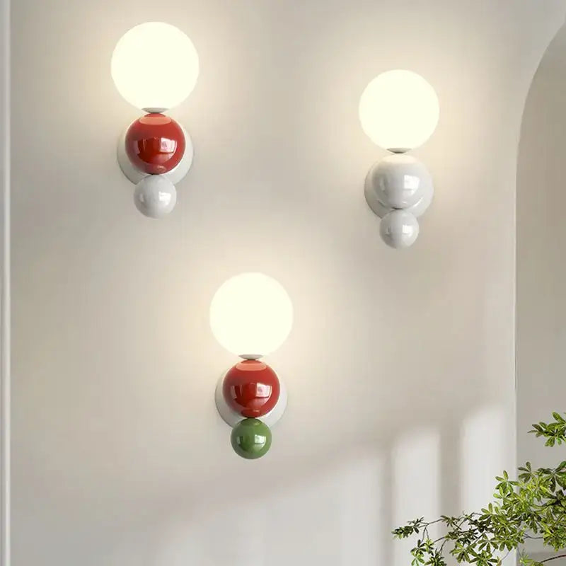 Modern red & green led wall light kids room spherical acrylic lamp